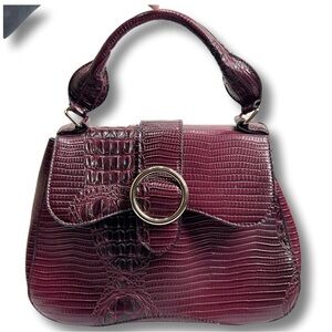Cato Burgundy Red Faux Crocodile Skin Handbag